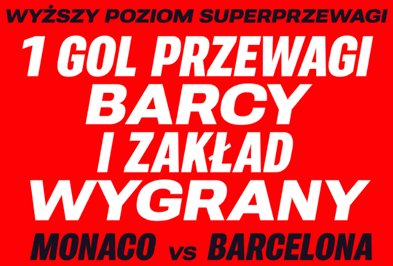 Wyższy Poziom Superprzewagi w Superbet - 1 gol przewagi Barcy i zakład wygrany. Mecz AS Monaco - FC Barcelona