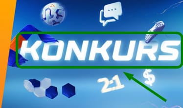 Konkursy na czacie w STS. Piłka nożna, szalik, dymki czatu, wynik 2:1, symbol $.