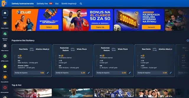 Polski bukmacher STS - zrzut ekranu strony