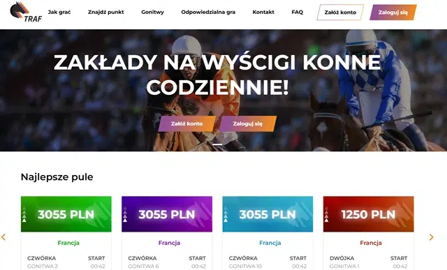 Polski bukmacher Traf - zrzut ekranu strony